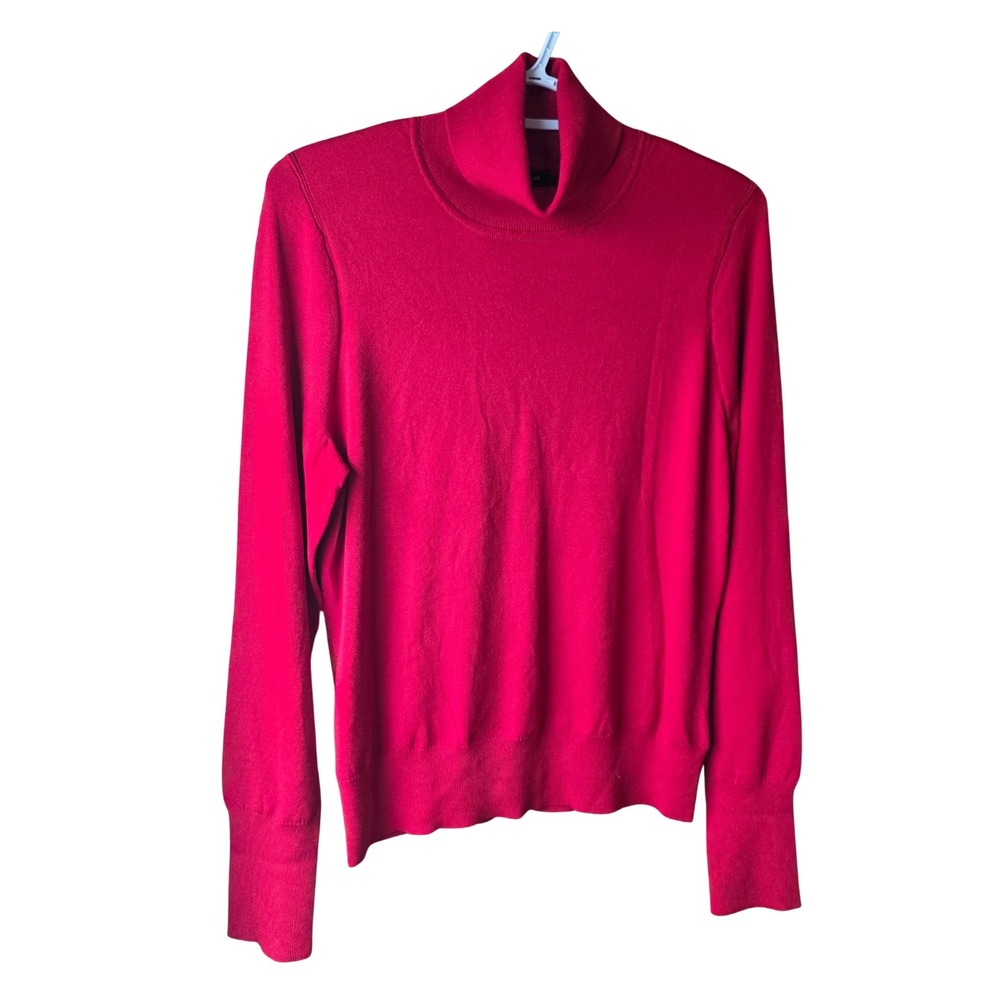 Express Women's Red Mock Neck Knit Sweater Long Sleeve Stretch Size M NWT